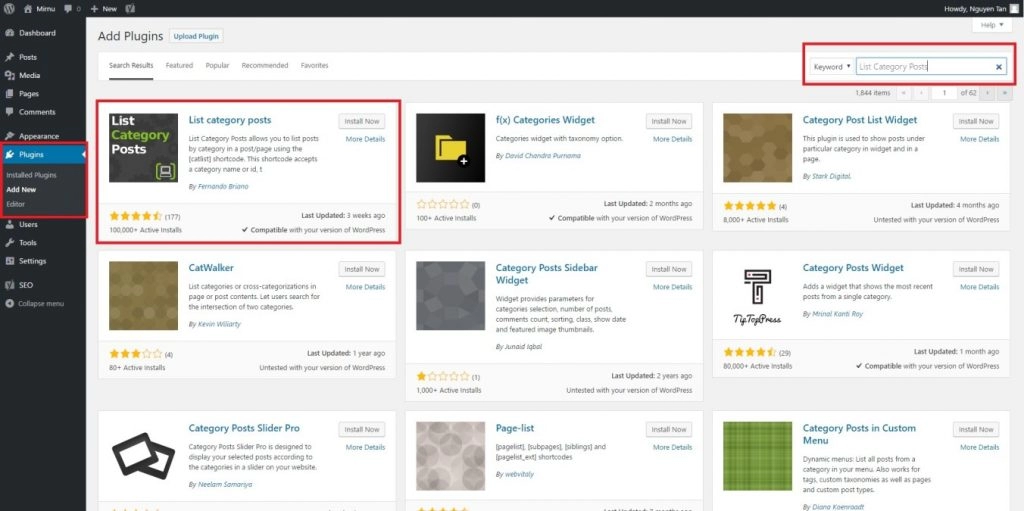 افزونه Category Posts Widget