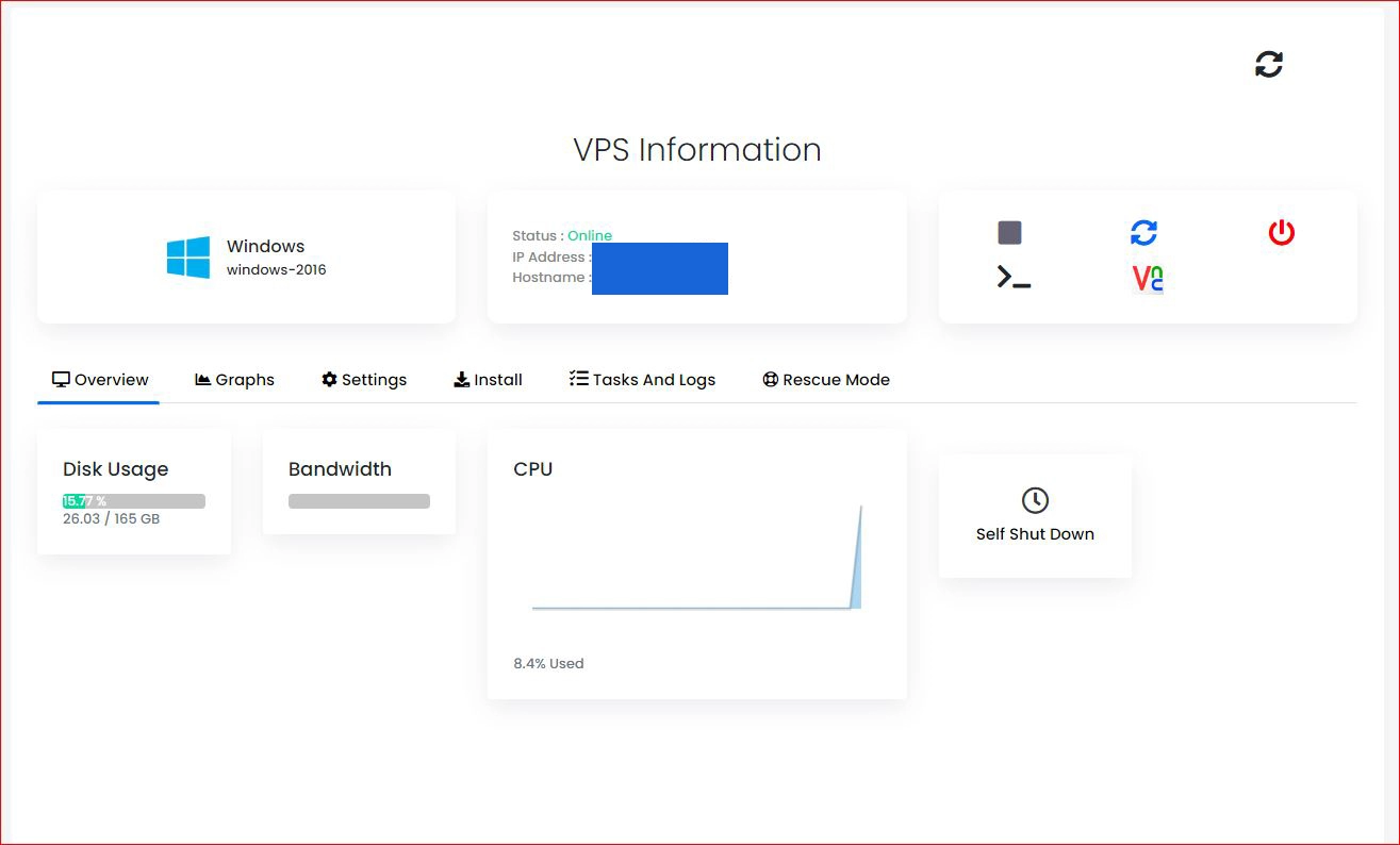  مشاهده اطلاعات VPS