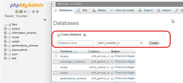 آموزش گام به گام وارد کردن پایگاه داده به phpMyAdmin
