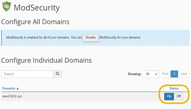 غیرفعال کردن ModSecurity