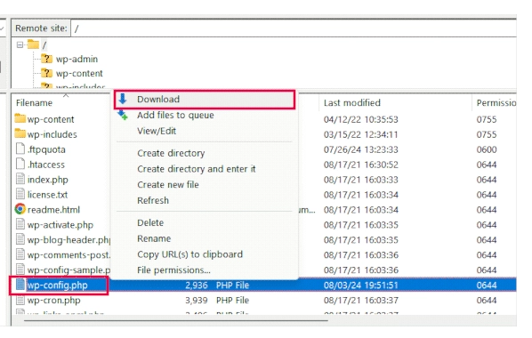 نحوه تغییر مجوزهای wp-config.php در وردپرس