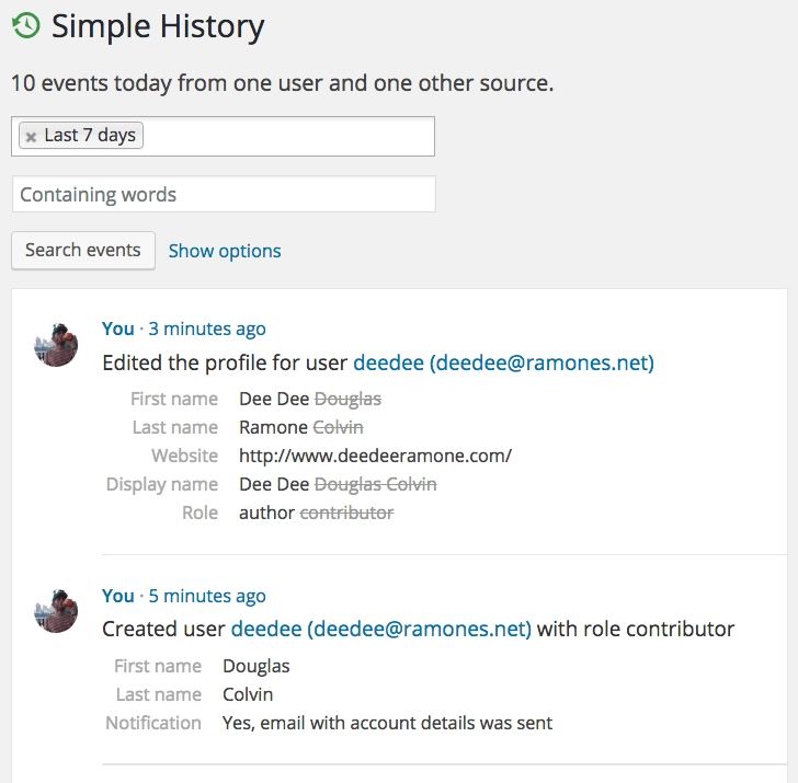 افزونه Simple History