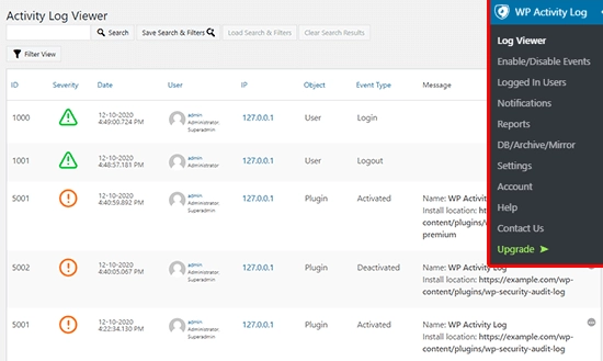 افزونه WP Activity Log